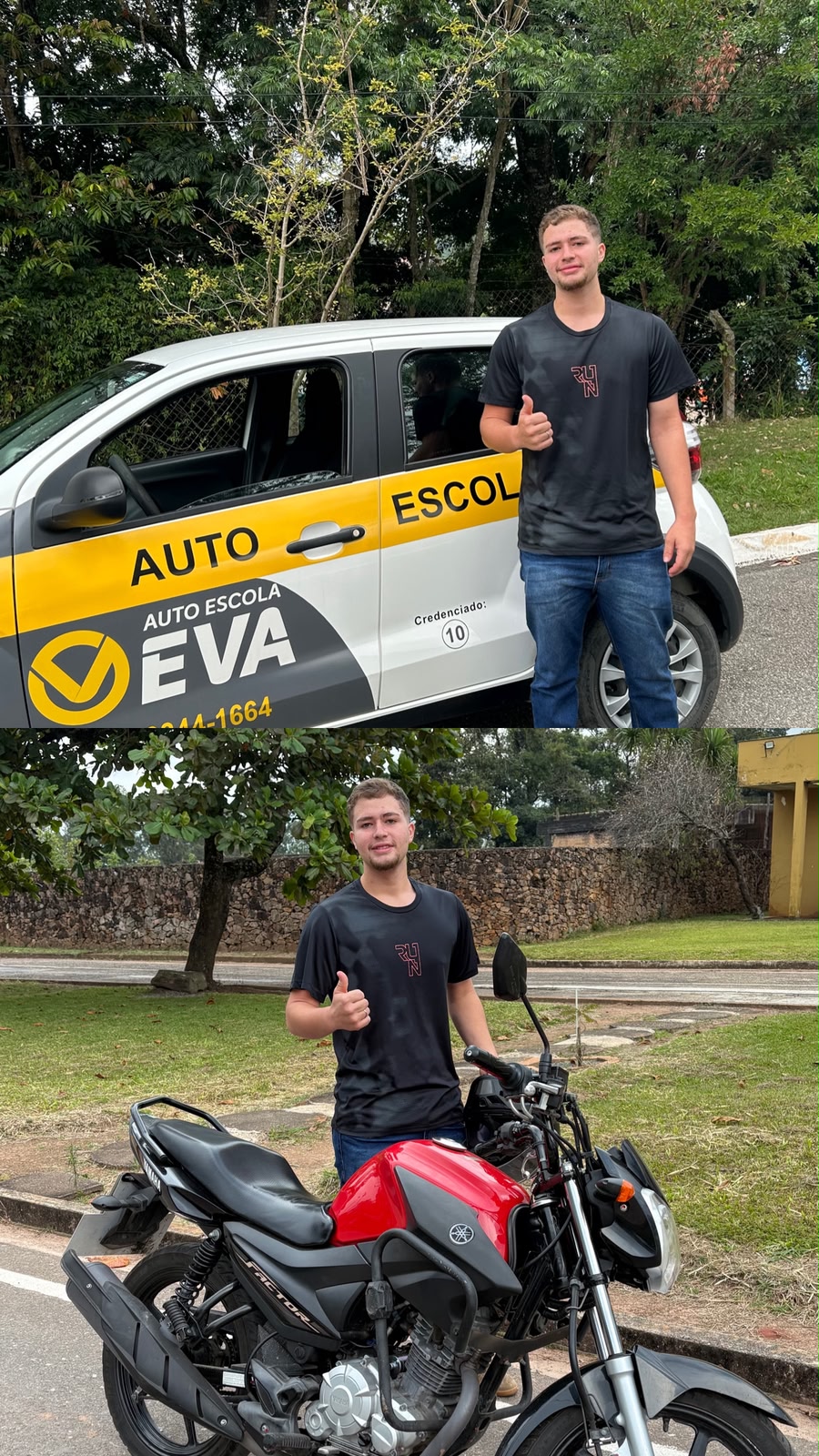 Aluno aprovado no carro e moto